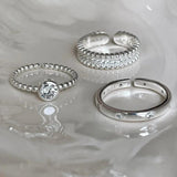 925 Silver Zircon Bead Ring Women Gift Sweet Vintage Jewelry
