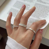 925 Silver Zircon Bead Ring Women Gift Sweet Vintage Jewelry
