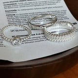 925 Silver Zircon Bead Ring Women Gift Sweet Vintage Jewelry