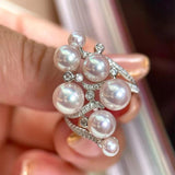 Freshwater Pearl Ring 925 Silver High Statement Jewelry