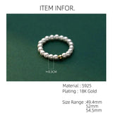 Pearl Bead Silver Ring 925 Women Finger Rings - Size 49-54mm
