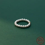 Pearl Bead Silver Ring 925 Women Finger Rings - Size 49-54mm