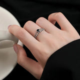 925 Silver Zircon Wheat Leaf Ring for Women Girl Party Daily Jewelry