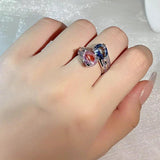 925 Silver Pink Zircon Water Drop Rings for Women Bridal