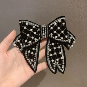 Crystal Pearl Bow Hair Clips High-end Hair Accessories
