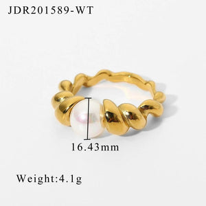 18K Plated Pearl Croissant Rings for Women Wedding Jewelry