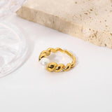 18K Plated Pearl Croissant Rings for Women Wedding Jewelry