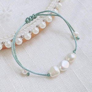 Baroque Freshwater Pearl Bracelet for Women, Colorful Rope Chain