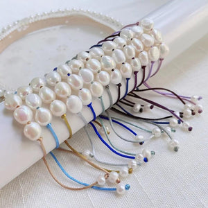 Baroque Freshwater Pearl Bracelet for Women, Colorful Rope Chain