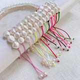 Baroque Freshwater Pearl Bracelet for Women, Colorful Rope Chain
