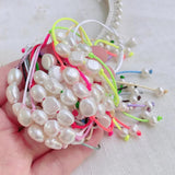 Baroque Freshwater Pearl Bracelet for Women, Colorful Rope Chain