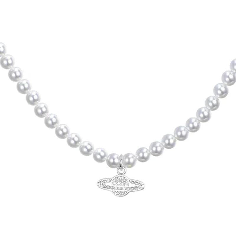 Y2K Planet Saturn Pendant Choker Necklace for Women