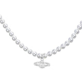Y2K Planet Saturn Pendant Choker Necklace for Women