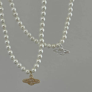 Y2K Planet Saturn Pendant Choker Necklace for Women