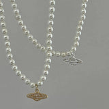 Y2K Planet Saturn Pendant Choker Necklace for Women