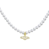 Y2K Planet Saturn Pendant Choker Necklace for Women