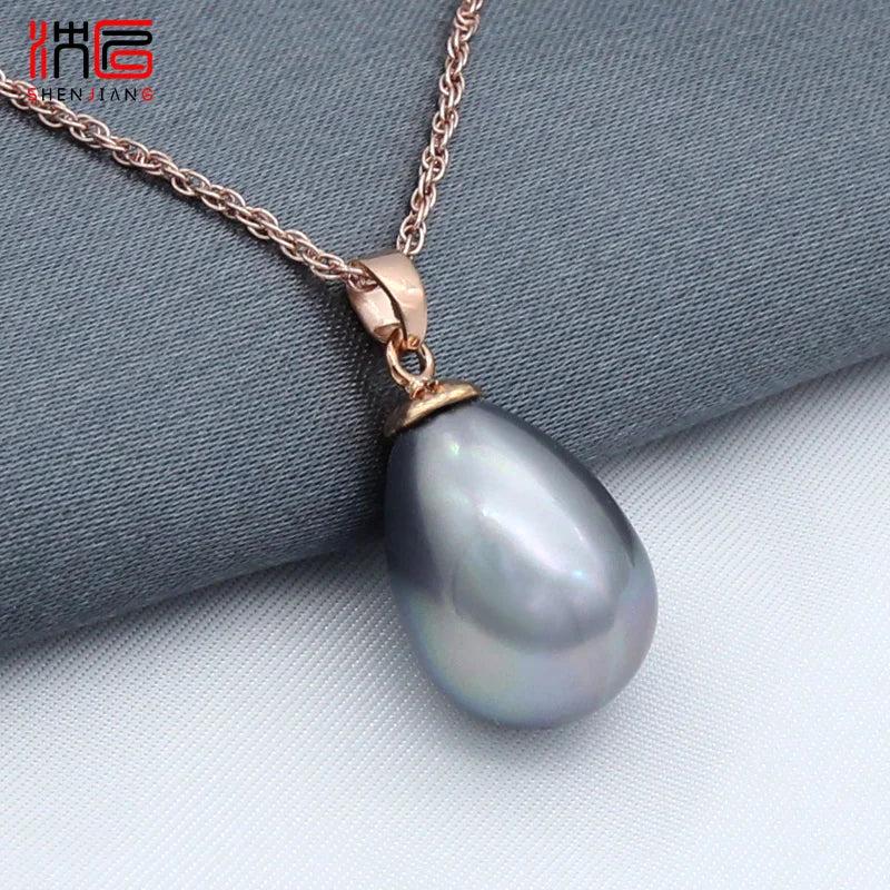Rose Colorful Water Drop Simulated Pearl Pendant Necklace for Women