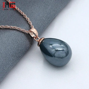 Rose Colorful Water Drop Simulated Pearl Pendant Necklace for Women