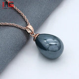 Rose Colorful Water Drop Simulated Pearl Pendant Necklace for Women