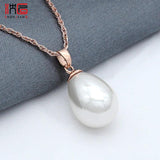 Rose Colorful Water Drop Simulated Pearl Pendant Necklace for Women