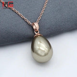 Rose Colorful Water Drop Simulated Pearl Pendant Necklace for Women