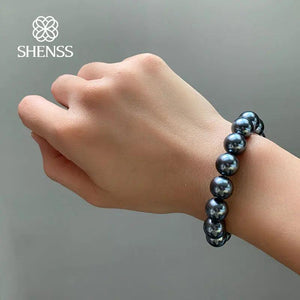 Dark Grey Shell Pearl Bracelet 4-12mm 14-21cm