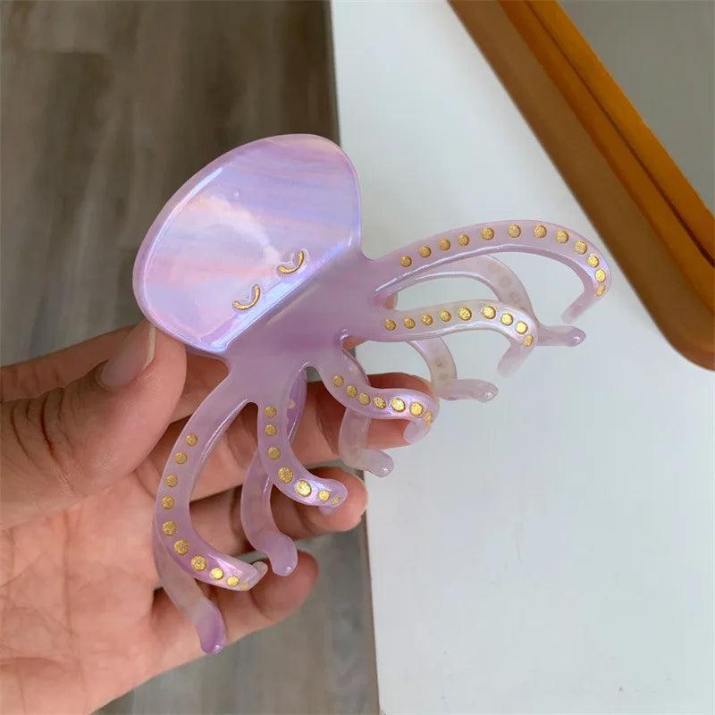 Octopus Shark Hair Claw Clips Purple Funny Sea Animal Hairpin Jewelry Gift