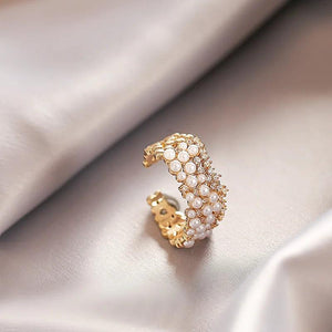 Zircon Inlaid Pearl Ring for Women