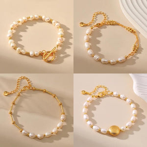 Freshwater Pearl Plated Beaded Bracelet for Women