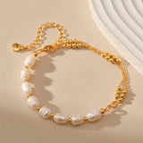 Freshwater Pearl Plated Beaded Bracelet for Women