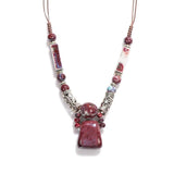 Bohemian Style Ceramic Beaded Colorful Necklace Knitted Sweater Chain