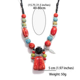 Bohemian Style Ceramic Beaded Colorful Necklace Knitted Sweater Chain