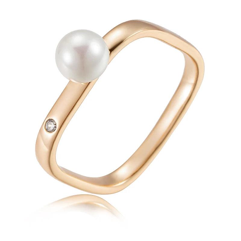 Square Pearl Ring 585 Jewelry Women