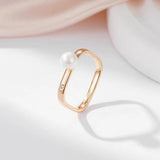 Square Pearl Ring 585 Jewelry Women