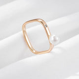 Square Pearl Ring 585 Jewelry Women
