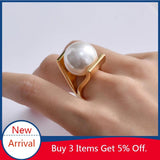 Baroque Metal Pearl Finger Ring for Women Girls Party Gift