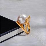 Baroque Metal Pearl Finger Ring for Women Girls Party Gift
