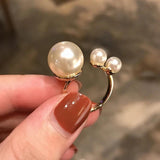 Baroque Metal Pearl Finger Ring for Women Girls Party Gift