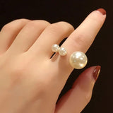 Baroque Metal Pearl Finger Ring for Women Girls Party Gift