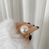 Baroque Metal Pearl Finger Ring for Women Girls Party Gift