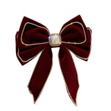 Velvet Bow Hair Pins Rhinestone Pearl Hair Clips Women Jewelry Spring Clip