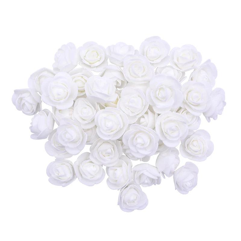 50-200pcs PE Foam Rose Artificial Flower Heads DIY Teddy Bear Roses Scrapbooking
