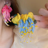 Pearl Tassel Wedding Drop Earrings Exaggerate Flower Butterfly Long Earring