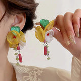 Pearl Tassel Wedding Drop Earrings Exaggerate Flower Butterfly Long Earring