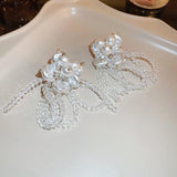 Pearl Tassel Wedding Drop Earrings Exaggerate Flower Butterfly Long Earring