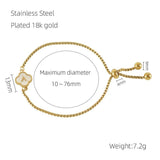 Stainless Steel Initial Letter Clover Bracelet for Women