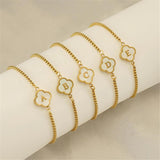 Stainless Steel Initial Letter Clover Bracelet for Women
