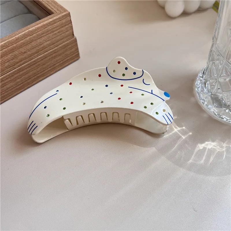 Acrylic Puppy Hair Clips Women Large Net Red Hairpin