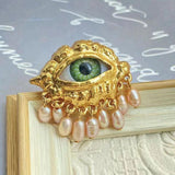 Eye Open Ring Devil's Eye Metal Tassel Earrings