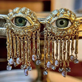 Eye Open Ring Devil's Eye Metal Tassel Earrings